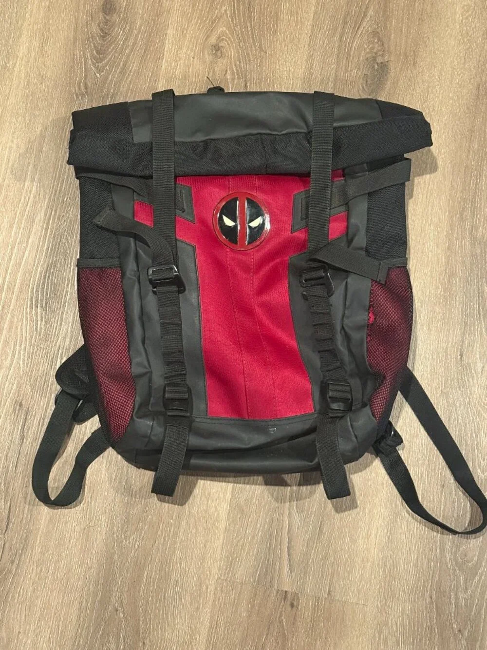 Marvel Deadpool Bioworld Tactical Roll Top Backpack Red Black